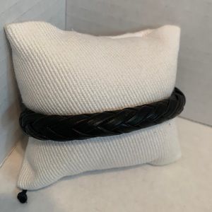 Black Leather Thick Braided Bracelet